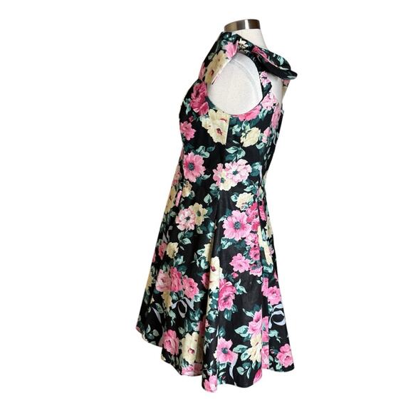 Vintage Jessica McClintock Gunne Sax Floral Bow Detail A-Line Dress Tulle Bottom - Picture 3 of 13